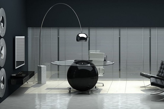 Saturno Unique Round Glass Office Table by Staino&Staino