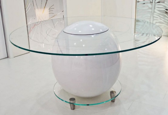 Saturno Unique Round Glass Office Table by Staino&Staino1