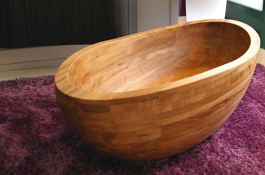 Agape dark wood wooden rectangular bathtub