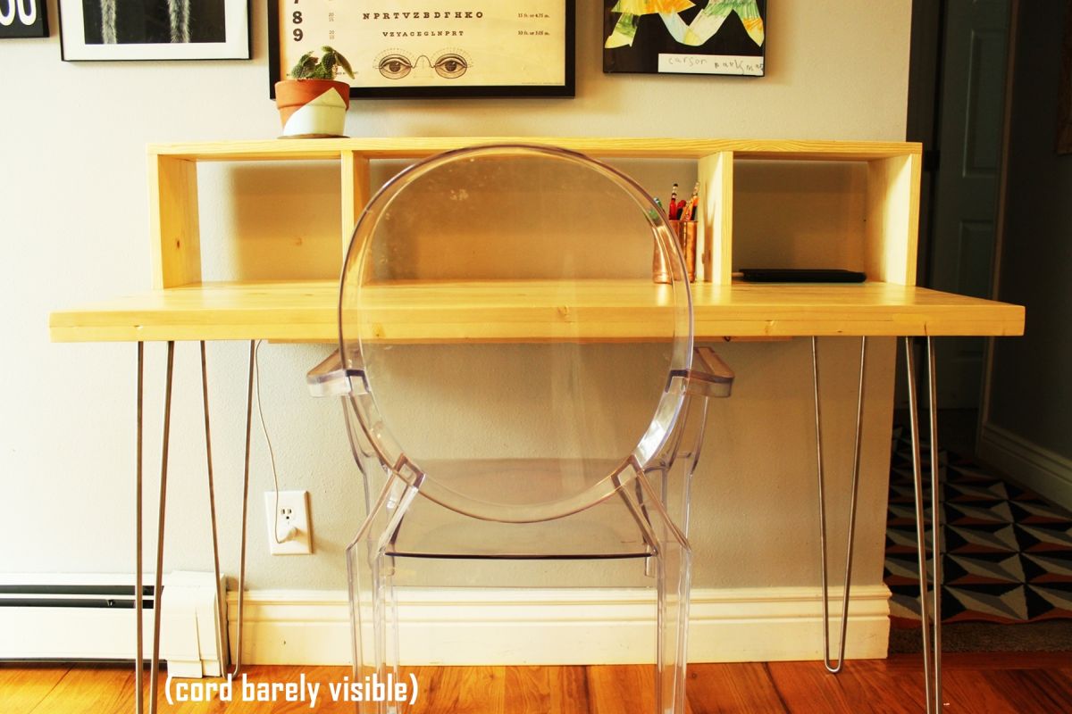 DIY Desk with Shelf and Hairpin Legs