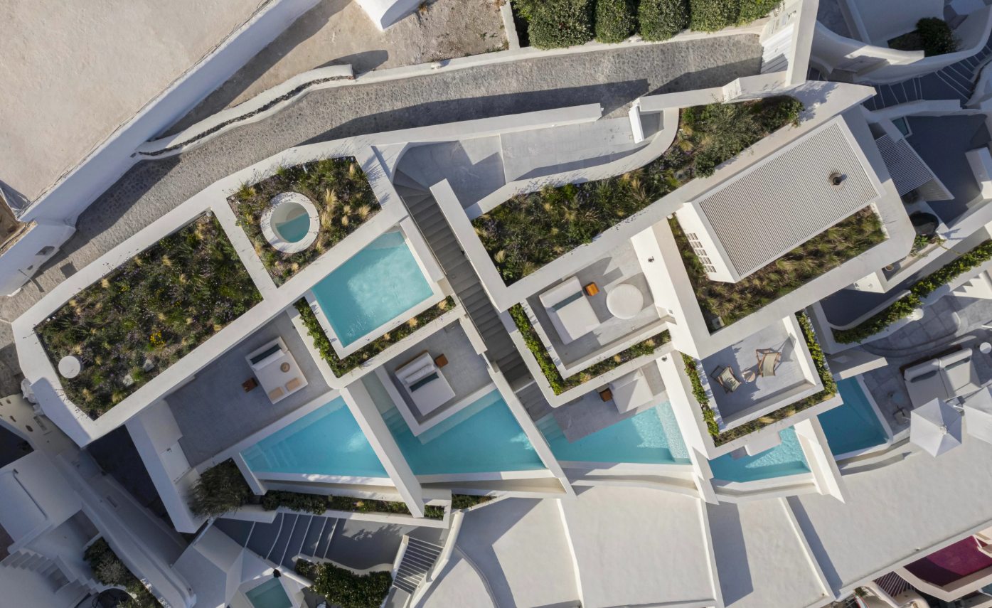 Canaves Hotel Oia – Kapsimalis Architects aerial view